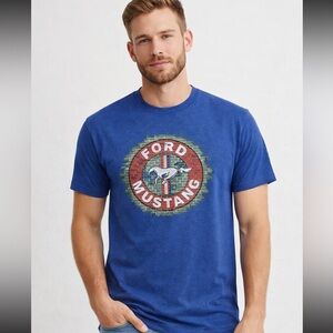 FORD MUSTANG Blue Graphic Men's Tee